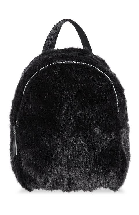 Black Faux Fur Backpack