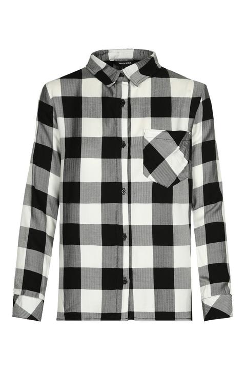Camicia A Quadri Bianca E Nera