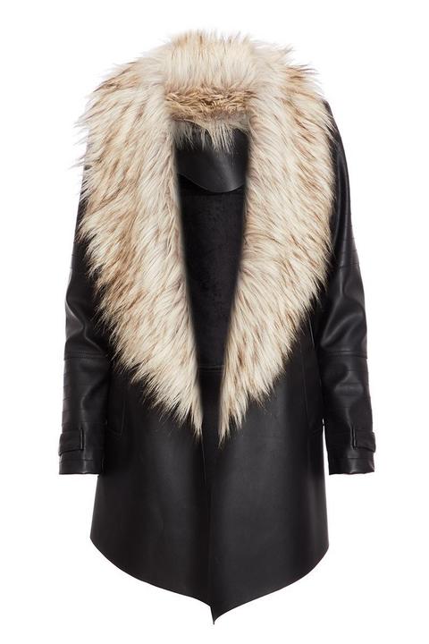 Fur collar waterfall on sale jacket