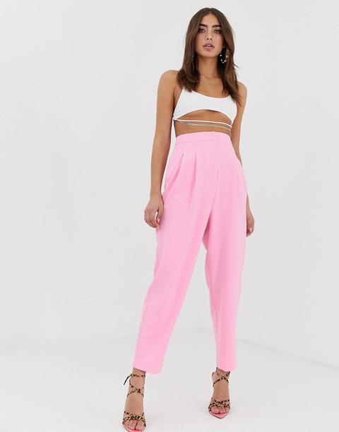 Asos Design Extreme Tapered 80s Trousers In Candy Pink