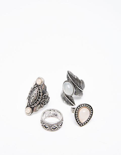 Set 4 Anillos Bohemios Grandes