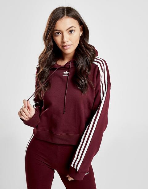 Adidas Originals Con Capucha 3-stripes Crop - Only At Jd, Maroon/white from Sports on 21 Buttons
