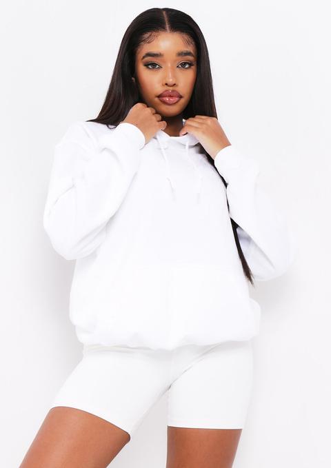 Vickie White Oversized Drawstring Hoodie