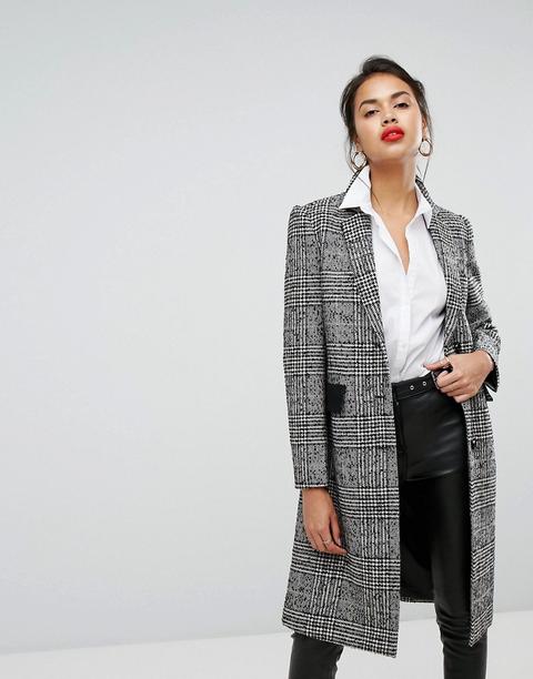 Morgan - Cappotto A Quadri Con Colletto - Grigio