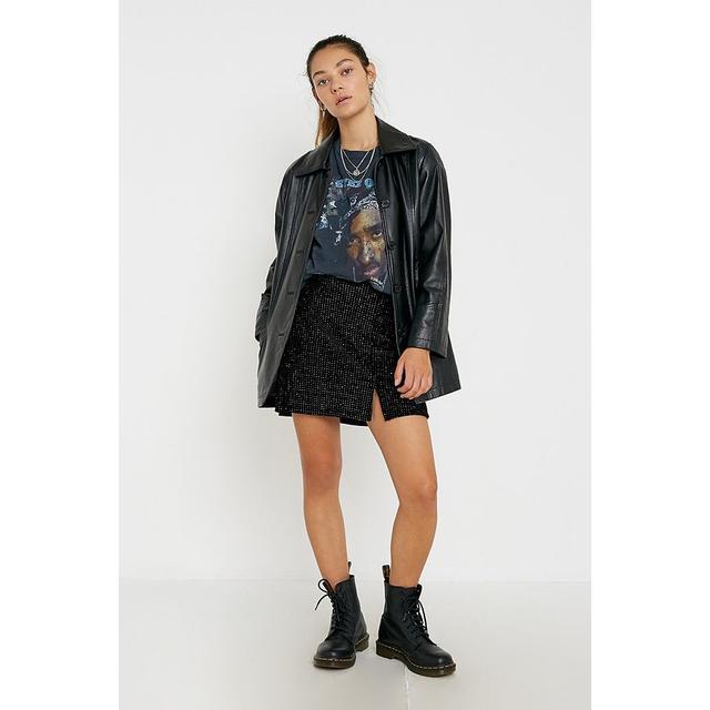 Uo Velvet Glitter Notched Mini Skirt 