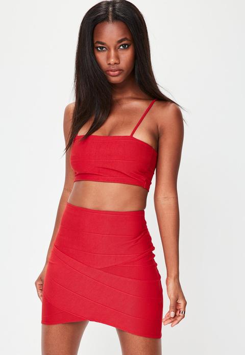 Red Bandage Ribbed Bralet