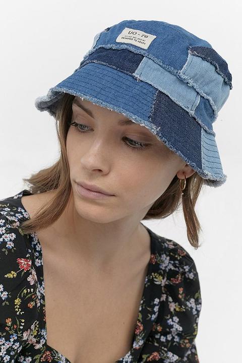 Uo Denim Patchwork Bucket Hat - Blue All At Urban Outfitters