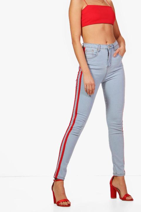 High Rise Sports Tube Jeans