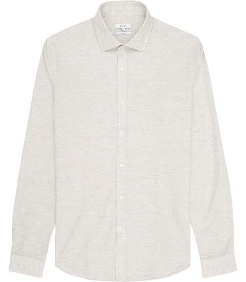 Reiss Cody - Melange Weave Shirt In Stone