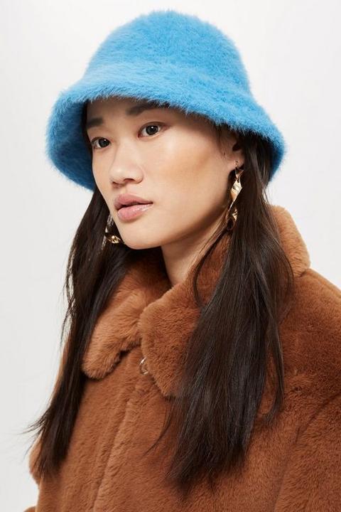 Womens Fluffy Bucket Hat - Blue, Blue from Topshop on 21 Buttons