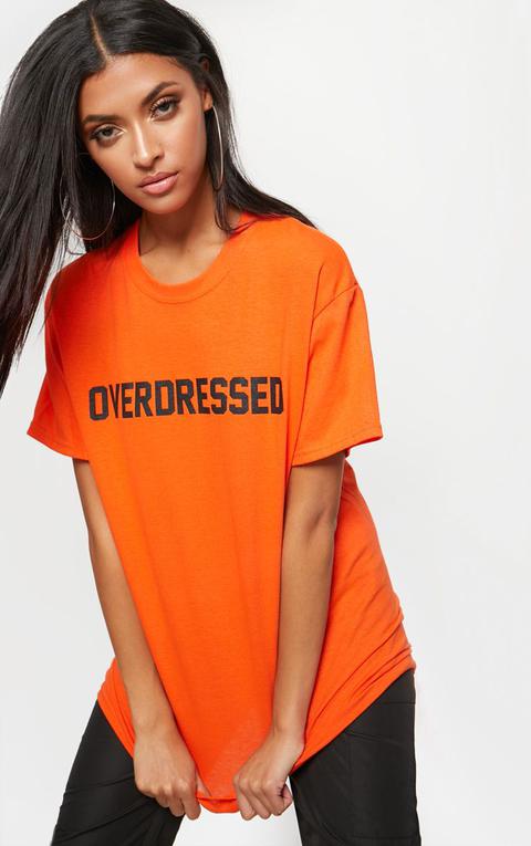 T-shirt Orange Oversized À Slogan Overdressed, Tangerine