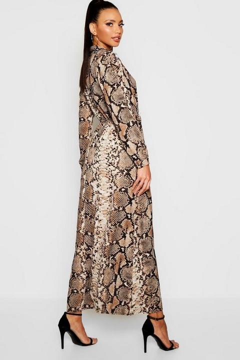 snake print maxi shirt dress