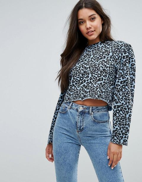 Missguided - Felpa Con Stampa Maculata - Blu