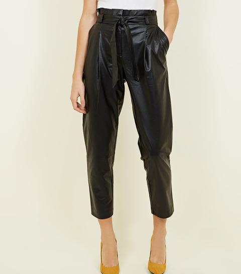 black leather look trousers