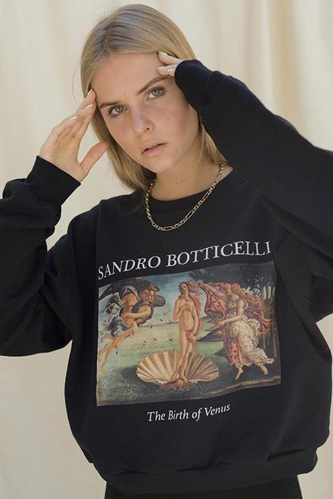 Birth Of Venus Crop Round Neck Sweatshirt