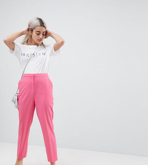 Asos Petite - Pantaloni A Sigaretta Rosa Pop - Rosa