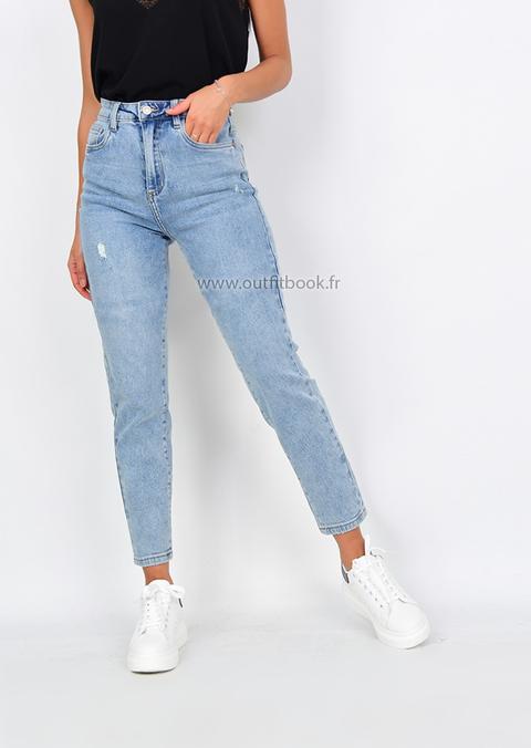 High Waist Mom Jean In Light Blue