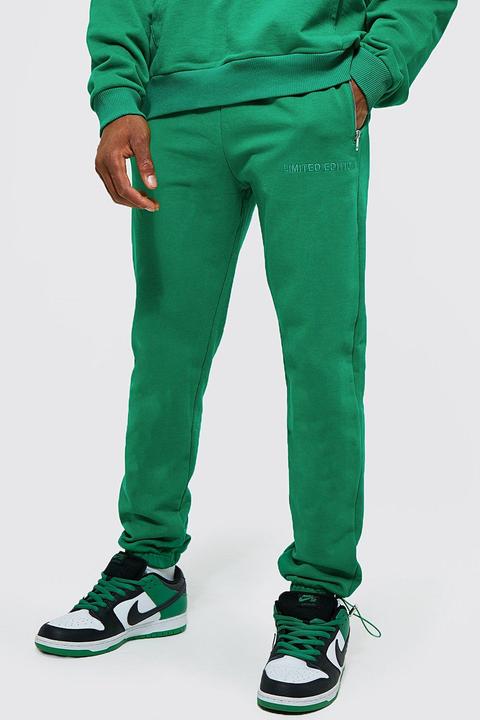 Mens Green Heavyweight Loopback Tapered Jogger, Green