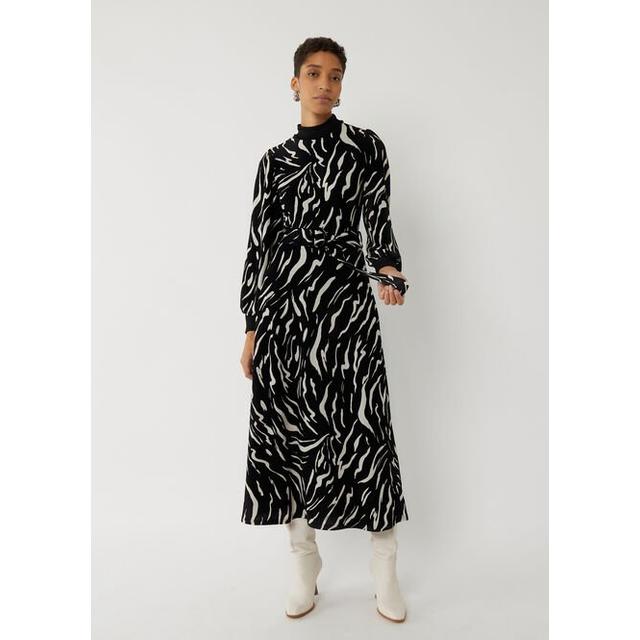 warehouse zebra print midi shirt dress