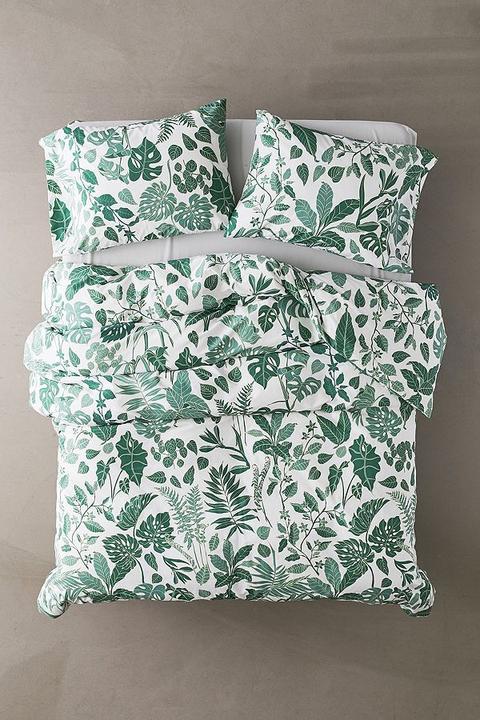 Jungle Leaves Duvet Cover Set Green Double At Urban Outfitters