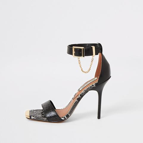 Black Barely There High Heeled Sandals