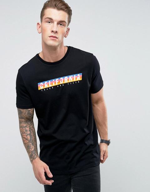 "asos - T-shirt Con Stampa Rétro E Scritta "california" - Nero