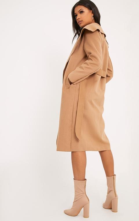 Veronica Camel Oversized Waterfall Belt Coat