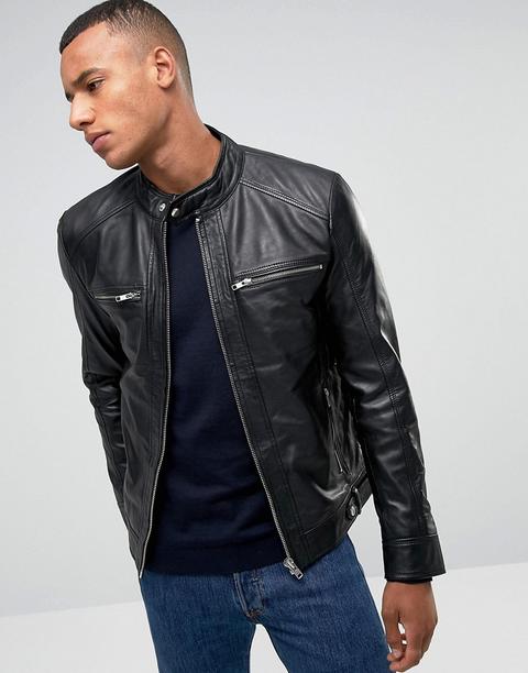 Barney's Originals - Echte Lederjacke Mit Vier Taschen - Schwarz