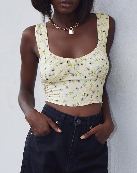 Gladis Vest Crop Top In Wild Flower Lemon Drop