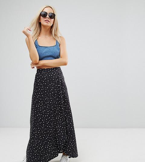 Asos Petite - Gonna Lunga A Portafoglio A Pois - Multicolore