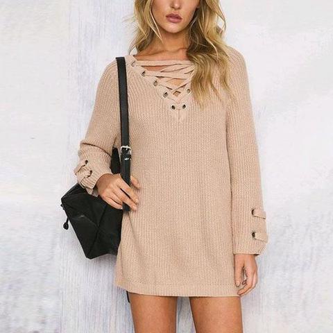 Julie Lace Up Oversize Knit