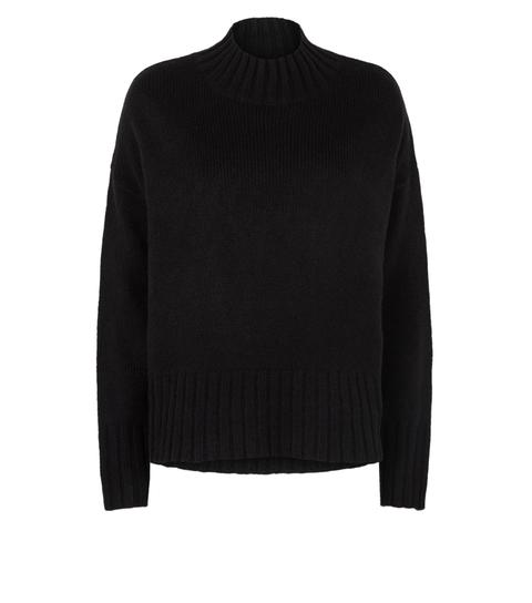 Black Ribbed High Neck Jumper New Look