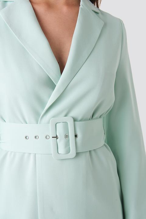 wide sleeve belted blazer dress