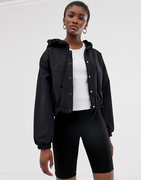 Weekday Short Hooded Lightweight Jacket In Navy