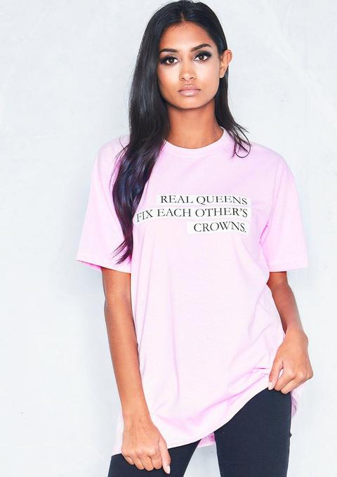 Eleanor Pink Real Queens Fix Each Other's Crowns Slogan T-shirt