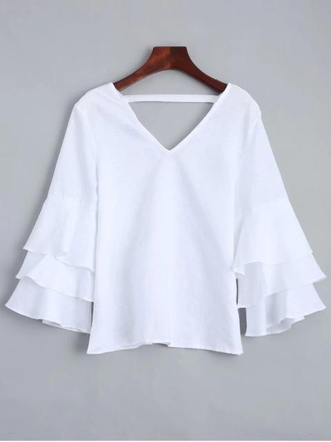 Blusa De Lino Con Cuello En V