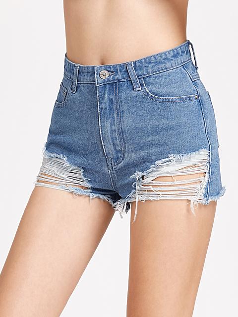 Shorts In Denim Rotti Blu