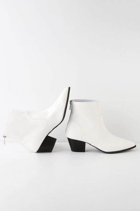 Amina White Mid-calf Booties