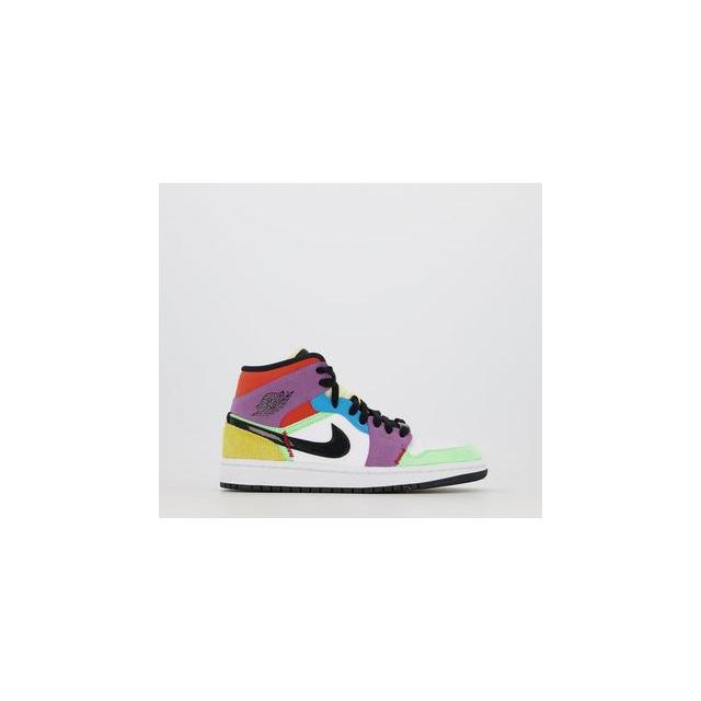 air jordan 1 mid white black orange purple green