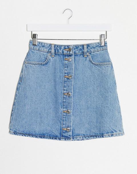 Falda Vaquera Con Botones En Azul De Asos Design