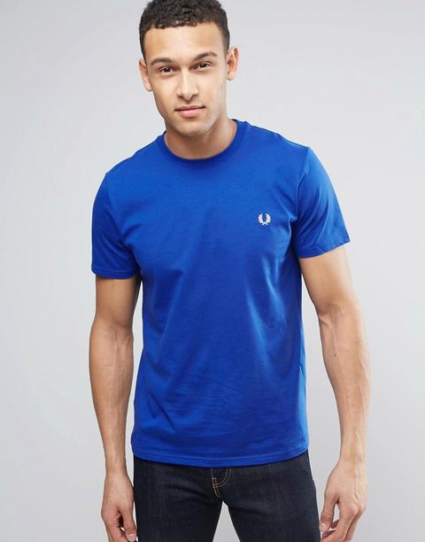 Camiseta Con Logo Pequeño En Azul Real De Fred Perry