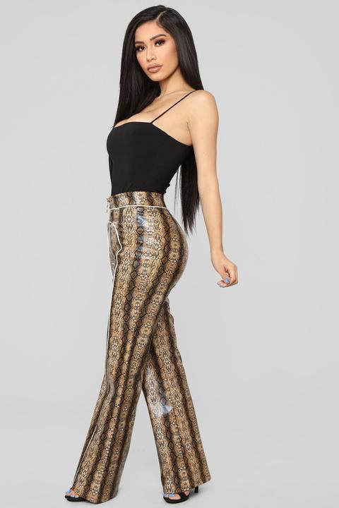 No Snakes Allowed Print Pants - Brown