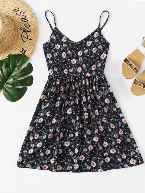 Vestido De Tirante Con Estampado De Margarita
