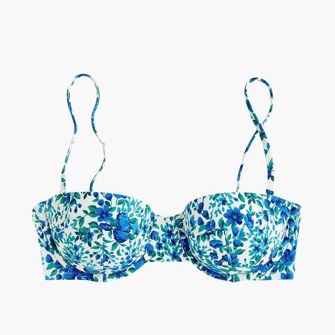 blue floral bikini top