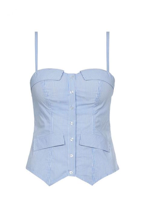 Top Bustier A Righe Bianche E Azzurre