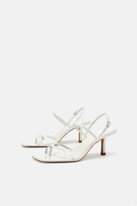 Strappy Mid-heel Leather Sandals