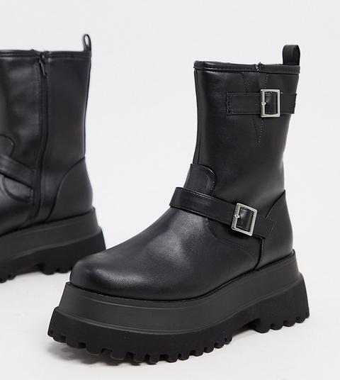 Botas Negras Sin Cierres Con Diseño Grueso Actually De Asos Design Wide Fit-negro