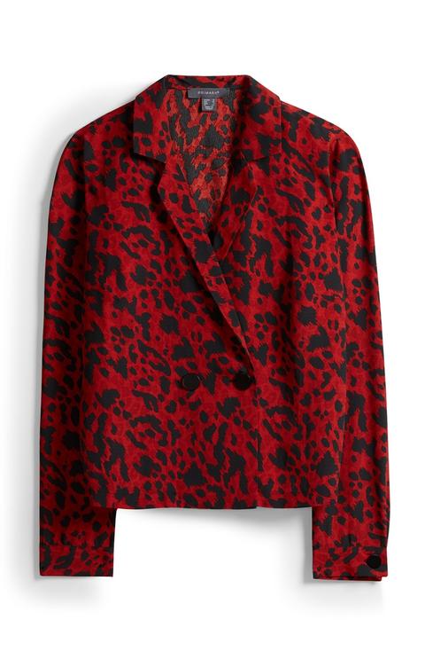 Top Con Estampado De Leopardo Rojo