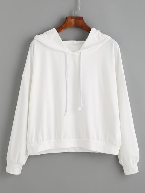 Sudadera Manga Larga Con Capucha Blanco