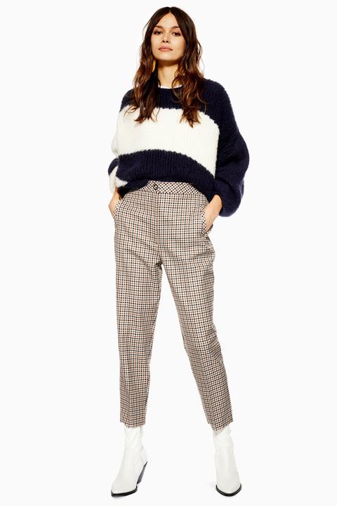 Womens Bonded Check Tapered Trousers - Multi, Multi